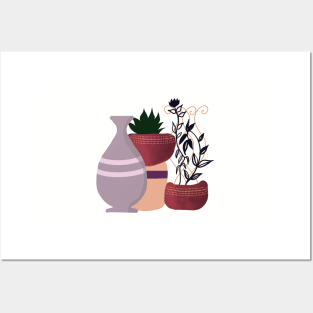 Bohemian plants pots Posters and Art